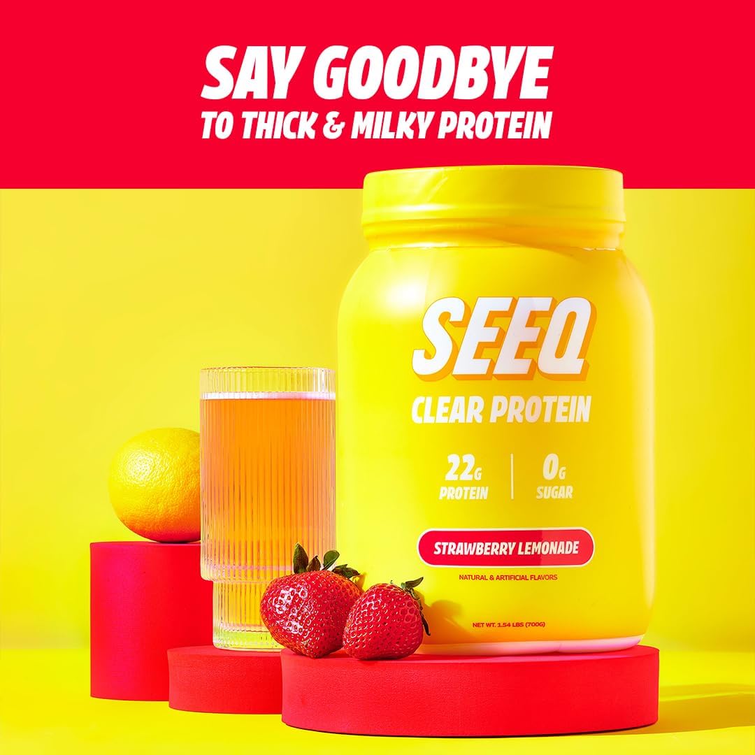 SEEQ Clear Whey Isolate Protein Powder, Strawberry Lemonade - 25 Servings, 22g Protein Per Serving - 0g Lactose, Sugar-Free, Keto-Friendly, Soy Free - Juice-Like Protein, Post-Workout : Health & Household