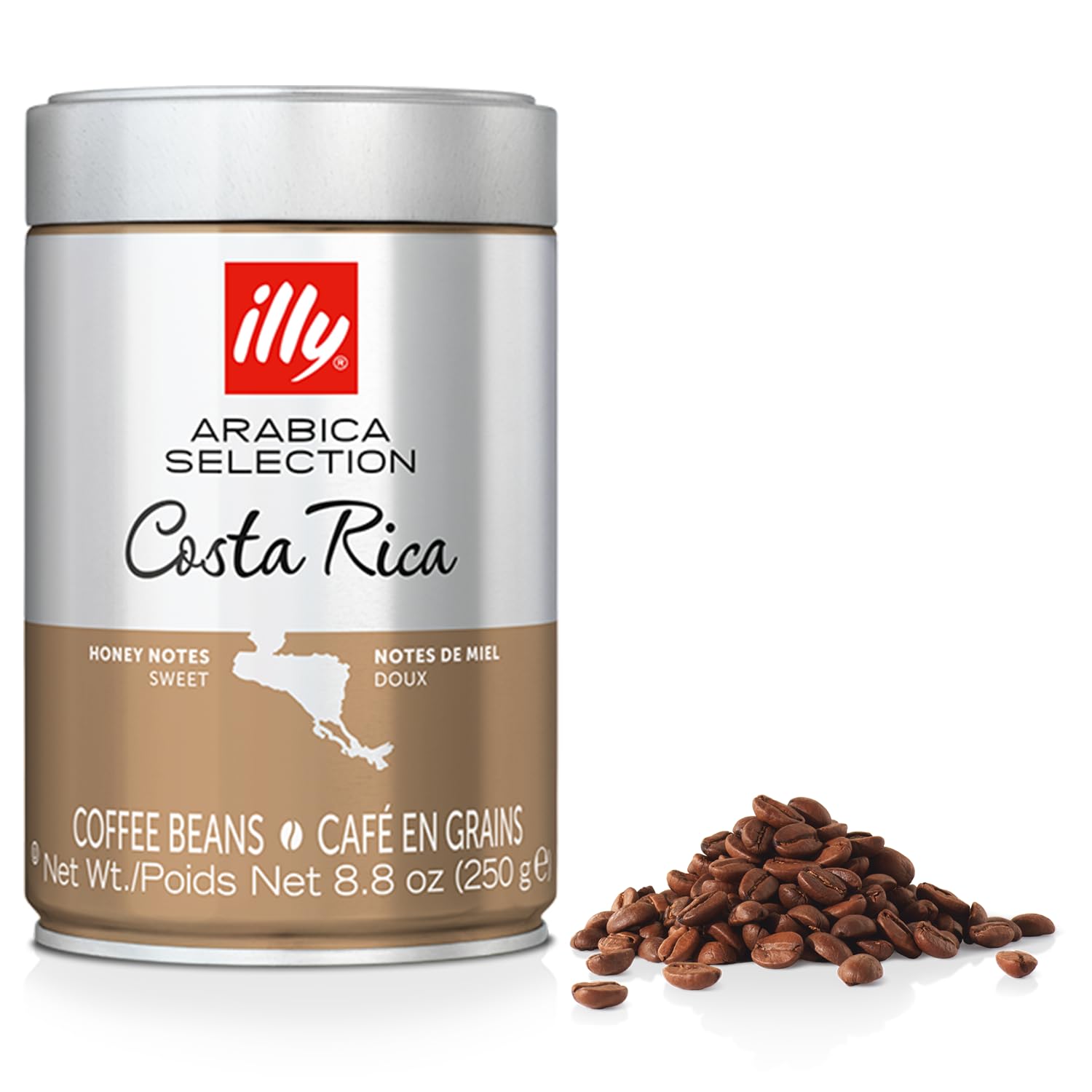 illy Whole Bean Coffee - Perfectly Roasted Whole Coffee Beans – Costa Rica Medium Roast - with Notes of Honey, Vanilla & Citrus - 100% Arabica Coffee - No Preservatives – 8.8 Ounce
