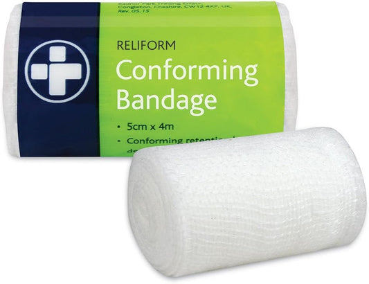 Reliance Medical Reliform Conforming Retention Bandage - Soft, Comfortable, High Absorbenc, Secure Dressings And Wounds, Ideal For First Aid, 5Cm X 4M, Pack Of 20