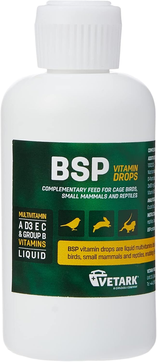 BSP Vitamin Drops |High Potency Liquid Vitamin Supplement for Birds, Reptiles, Wildlife & Rabbits | 100ml bottle?BSP10