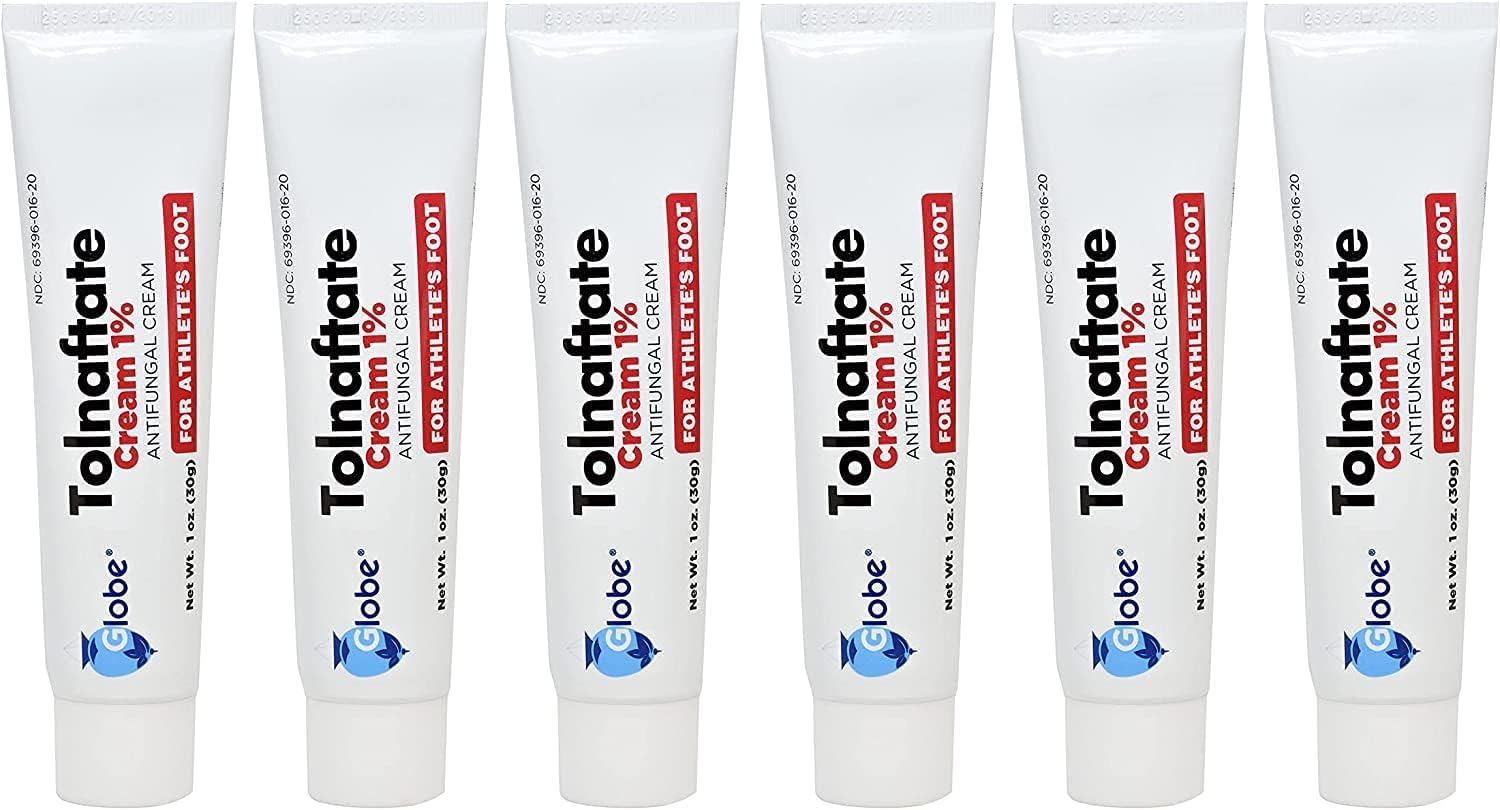 (6 Pack) Globe Tolnaftate 1% Cream 1 Oz, Antifungal Treatment, Proven Clinically Effective On Most Athlete’S Foot And Ringworm, Compare To The Leading Name Brand