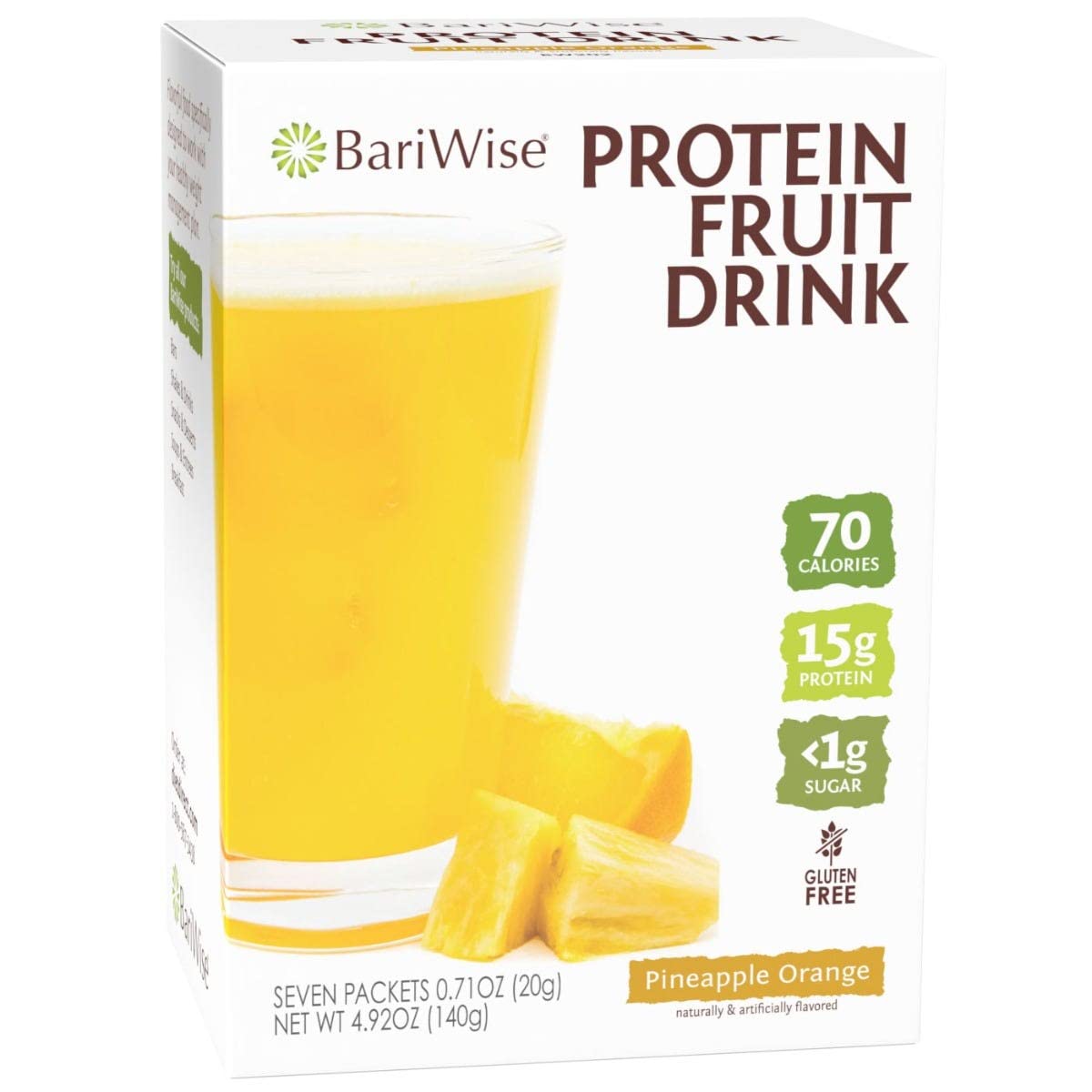 Bariwise Protein Fruit Drink, Pineapple Orange, Low Sugar, Gluten Free, Keto Friendly & Low Carb (7Ct)