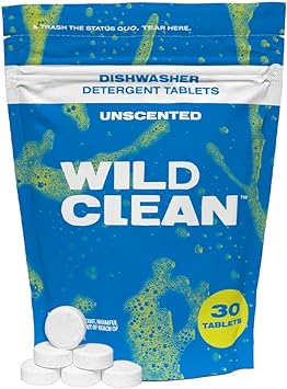| Dishwasher Detergent Tablets | Unscented Plastic-Free & Eco Friendly Alternative to Liquid Pods - Natural, Sustainable| 30 Pack