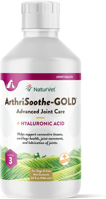 NaturVet ArthriSoothe-Gold Level 3 Advanced Joint Care for Dogs and Cats, 32 oz Liquid, Made in USA
