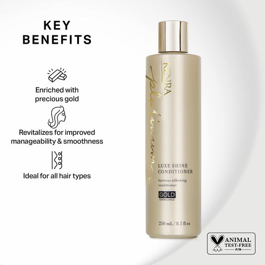 Kenra Platinum Luxe Shine Conditioner | Gold Enriched | Rich, Shine-Enhancing Daily Conditioner | Revitalies For Improved Manageability & Smoothness | All Hair Types | 8.5 Fl. Oz