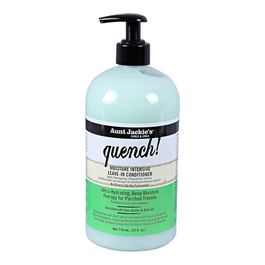 Aunt Jackie's Curls and Coils Quench, Large 24oz Family Sized Pump, Moisture Intensive Leave-In Hair Conditioner for Natural Curls, Coils and Waves, Enriched With Shea Butter, Green… : Beauty & Personal Care