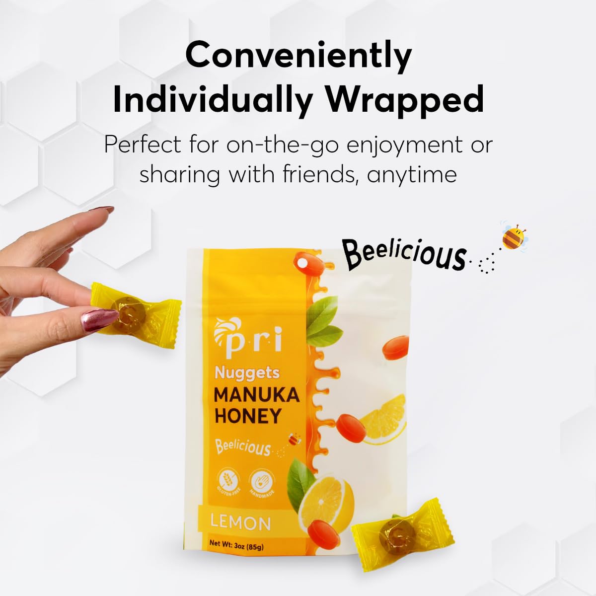 P.R.I Manuka Honey & Lemon Nuggets, Sweet And All Natural Hard Candy Treat, 3Oz : Honey : Grocery & Gourmet Food