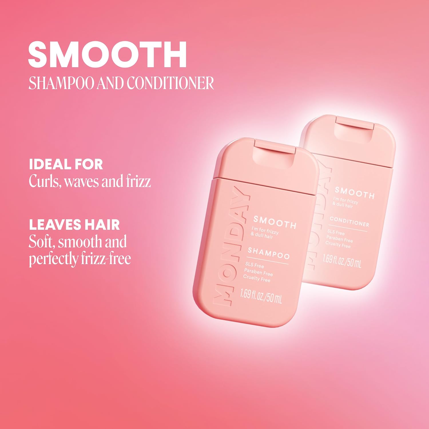 Monday Haircare Smooth Shampoo & Conditioner Travel Pack -50ML Travel Kit (2 x Shampoo,2 x Conditioner) : Beauty & Personal Care