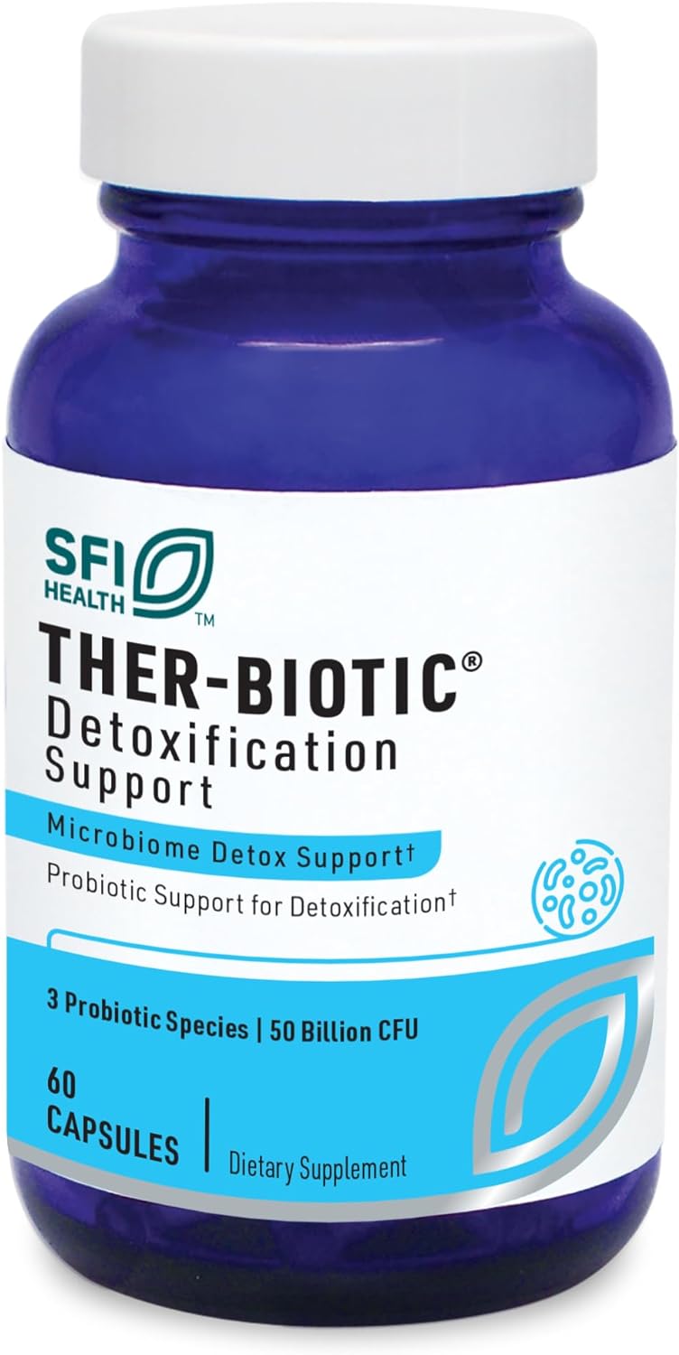 Klaire Labs Ther-Biotic Detoxification Probiotic Supplement - 50 Billion CFU Probiotics - Supports GI Detox, Digestive + Colon Health - Hypoallergenic Lactobacillus + Bifidobacterium (60 Capsules)