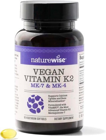 Naturewise Vitamin K2 Mk-7 100Mcg And Mk-4 500Mcg - Enhanced Bioavailable Formula - K Complex Supplement For Bone Health + Heart Health - Vegan, Gluten Free, Non-Gmo - 90 Softgels[3-Month Supply]