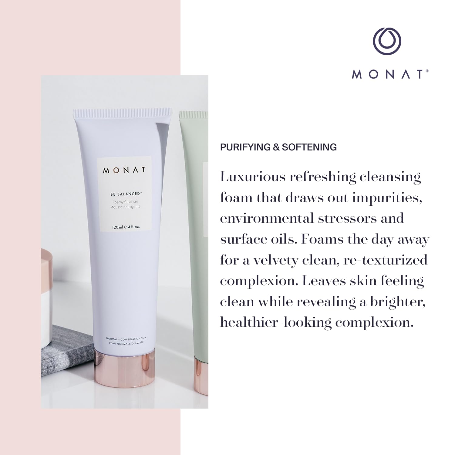 MONAT Be Balanced Foamy Cleanser - Purifying & Softening Foaming Facial Cleanser. Skin-Smoothing Antioxidants and Natural Fruit Acids Foaming Face Wash. Cleansing Foam - Net Wt. 120 ml / 4.0 fl. oz. : Beauty & Personal Care