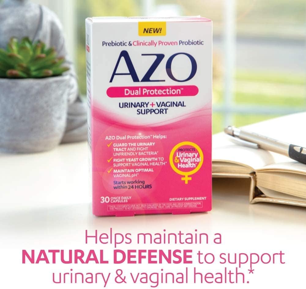 AZO Boric Acid Vaginal Suppositories, 30 Count + AZO Dual Protection, 30 Count, Urinary + Vaginal Support* : Health & Household