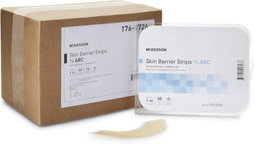 McKesson Skin Barrier Strips for Ostomy Pouch, Water-Resistant Ostomy Supplies, 1/3 in Arc, 30 Count, 1 Pack