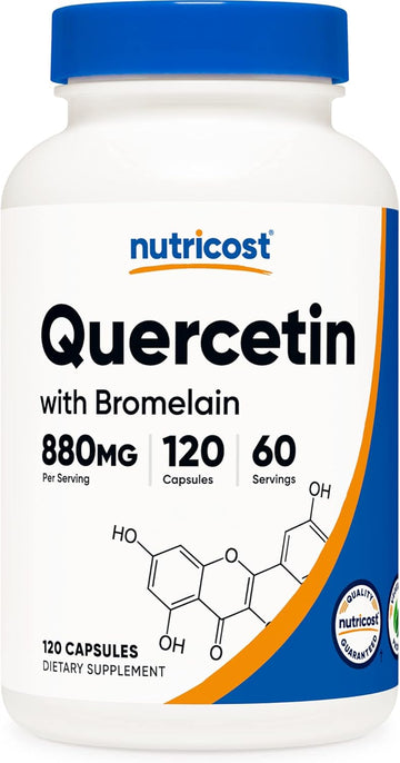 Nutricost Quercetin With Bromelain, 880Mg Quercetin + 165Mg Bromelain Per Serving, 120 Capsules, 60 Servings (2 Caps Per Serving) - Vegetarian, Non-Gmo & Gluten Free