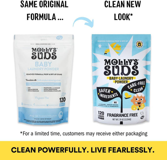 Molly'S Suds Baby Laundry Detergent Powder | Removes Formula, Poop & Spit-Up Stains | Extra Gentle For Newborns (Fragrance Free)