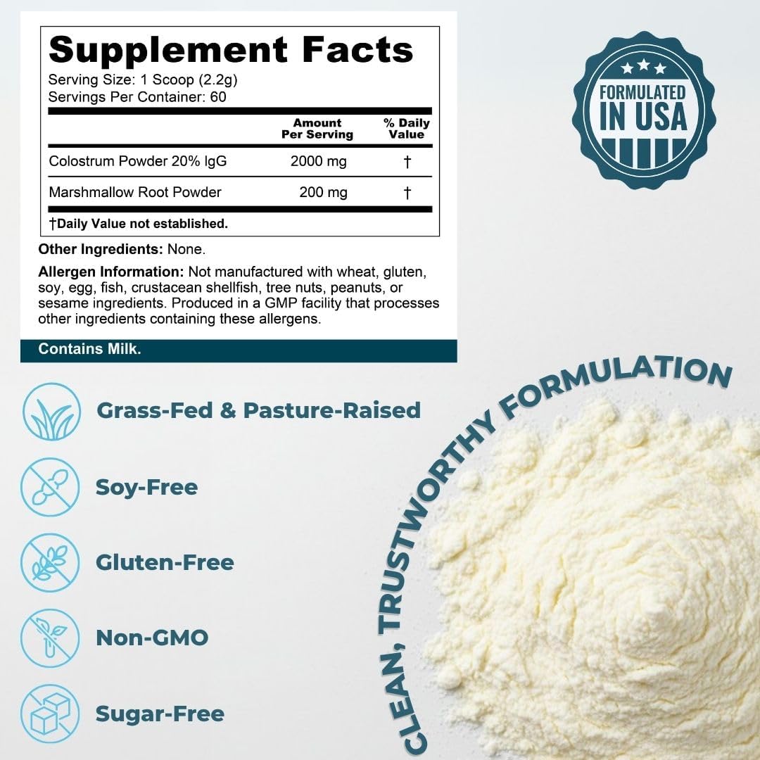 Vital Colostrum Powder For Gut And Immune Support High Igg Content Grass-Fed Bovine Source Organic Colostrum,Unflavored Powder, Non-Gmo,Gluten-Free, Made In Usa - 60 Servings : Health & Household