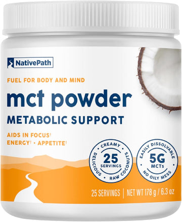 Nativepath Mct Oil Powder Supplement - Unflavored Mct Powder With Keto-Friendly C8 Mcts. Free Of Dairy, Gluten And Gmos, 25 Servings