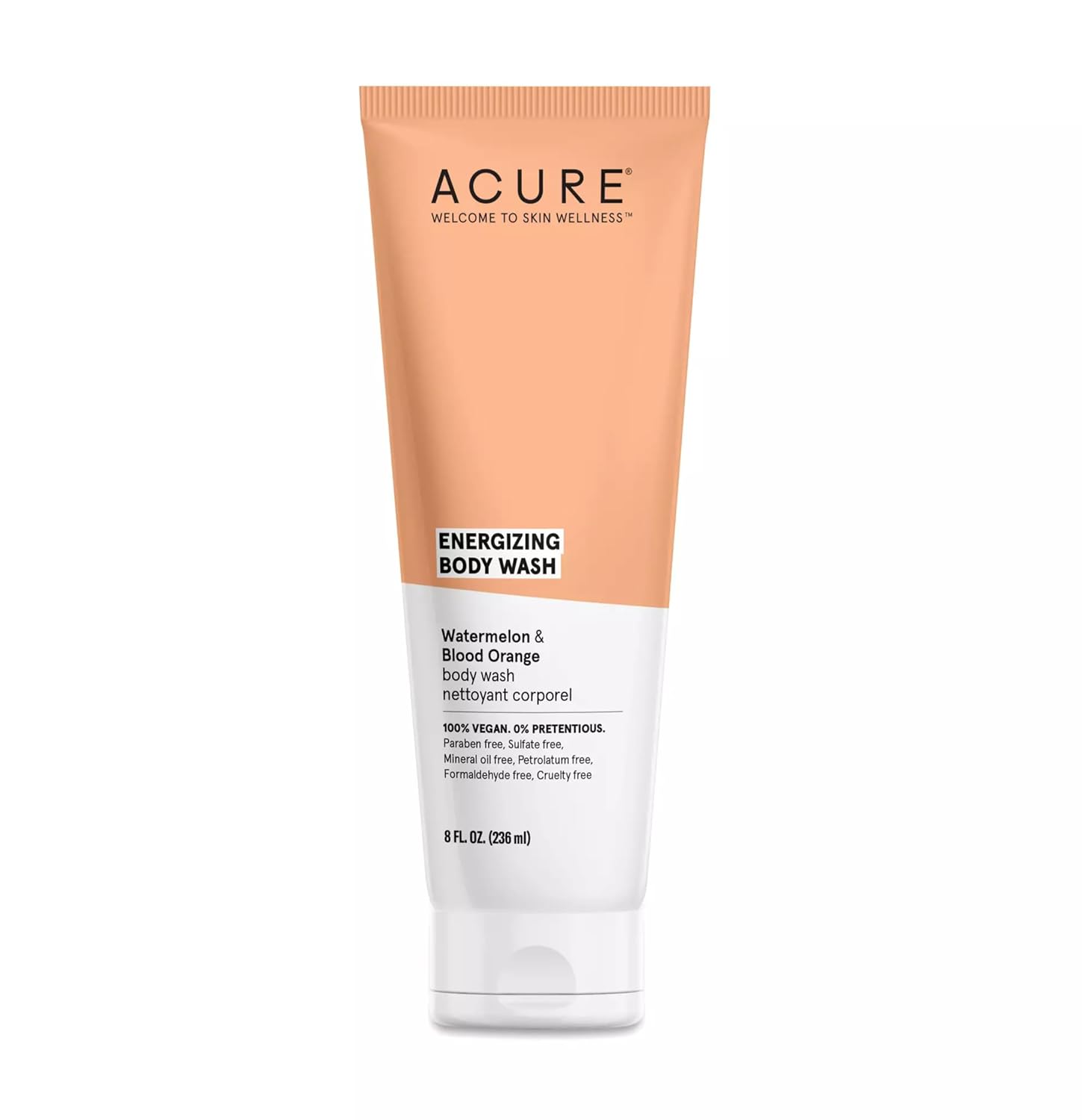 Acure Energizing Body Wash | 100% Vegan | With Watermelon Seed Oil, Mandarin Orange, Argan Oil And Aloe Vera - 8 Oz