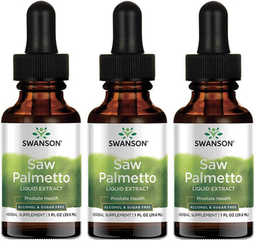 Swanson Saw Palmetto Liquid Extract (Alcohol And Sugar-Free) 1 Fl Ounce (29.6 Ml) Liquid (3 Pack)