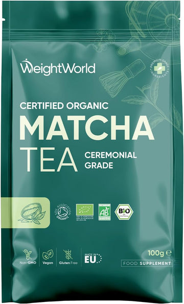 Ceremonial Grade Matcha Green Tea Powder | 100G Organic Matcha Powder | Soil Association Certified | No Fillers & Pesticides | Vegan-Friendly