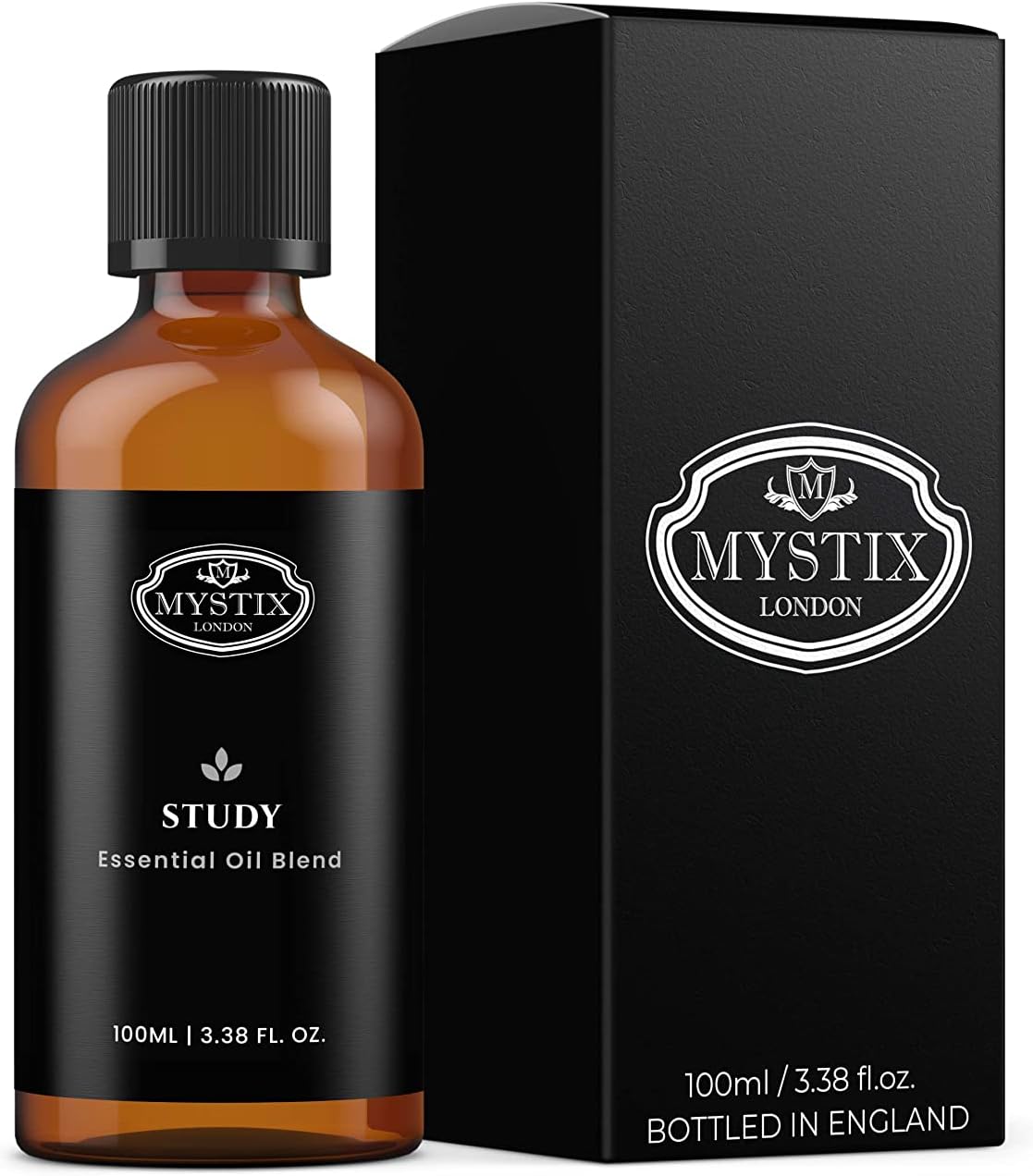 Mystix London | Study Essential Oil Blend 100Ml | Basil | Lemon | Peppermint | Rosemary | Focus Aromatherapy Oil | Sharp Herbal Citrus Fragrance | For Diffusers & Massage | Vegan, Gmo Free