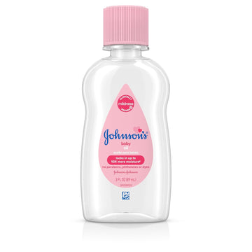 Johnson'S Baby Oil, Pure Mineral Oil To Prevent Moisture Loss For Newborn, Kids, And Adults, Gentle And Soothing Baby Massage Oil, Dry Skin Relief, Hypoallergenic, Original Scent, 3 Fl. Oz
