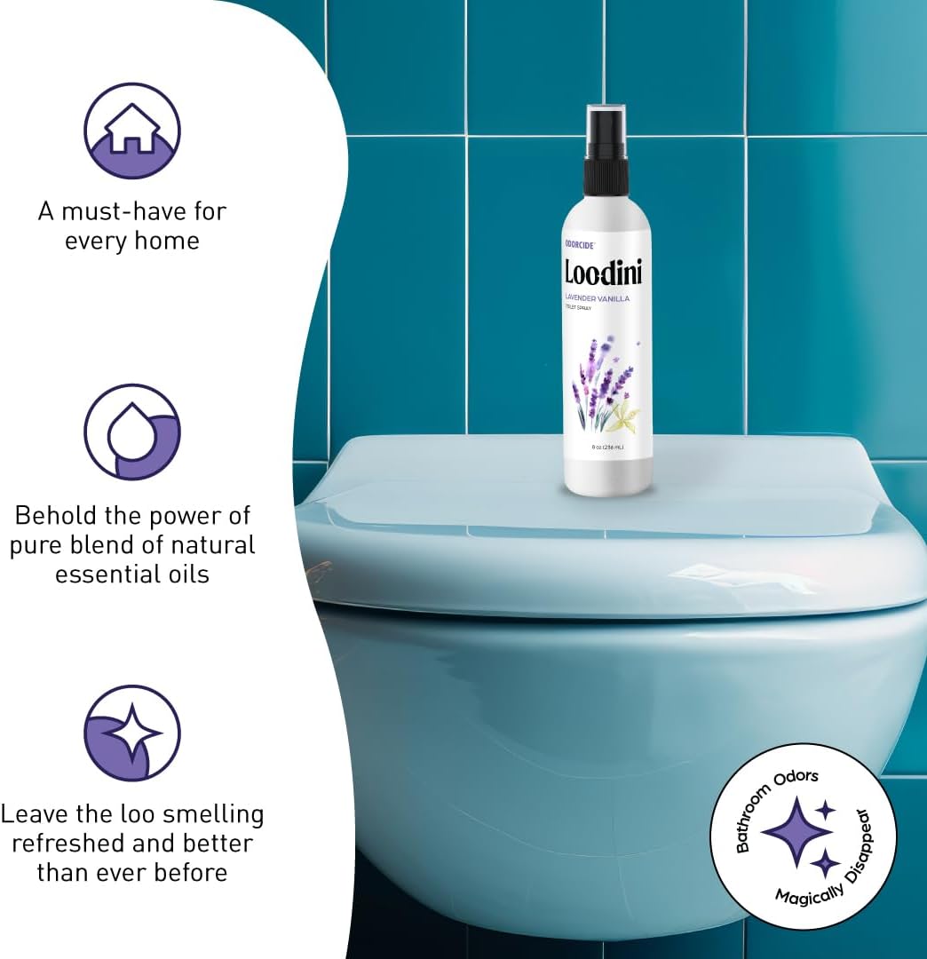 Odorcide Loo-Dini Lavender Vanillar 8oz Toilet Spray & Bathroom Spray – Use This Bathroom Spray Odor Eliminator Before You Go – Poop Spray For Toilet and Bathroom Air Freshener & Bathroom Deodorizer : Health & Household