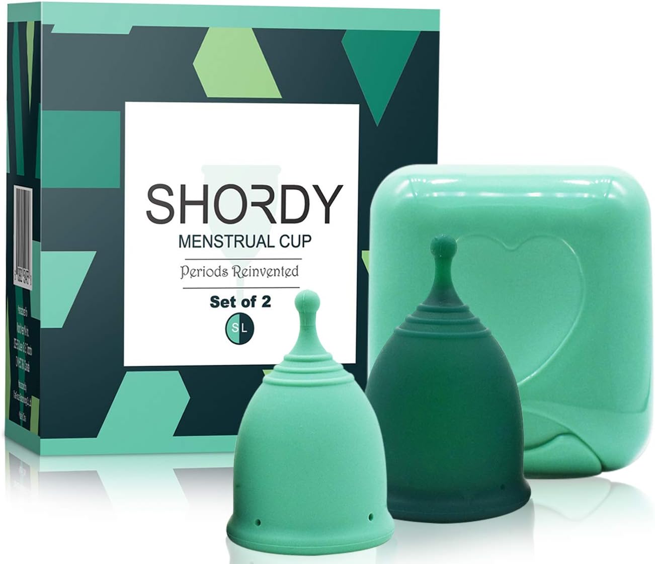 Shordy Reusable Menstrual Cup (Small & Large) Set Of 2 With Box, 100% Soft Silicone, Copa Menstruelle, Period Cup, Heavy & Light Flow, Feminine Hygiene, Tampons, Pads & Disc Alternative For Women