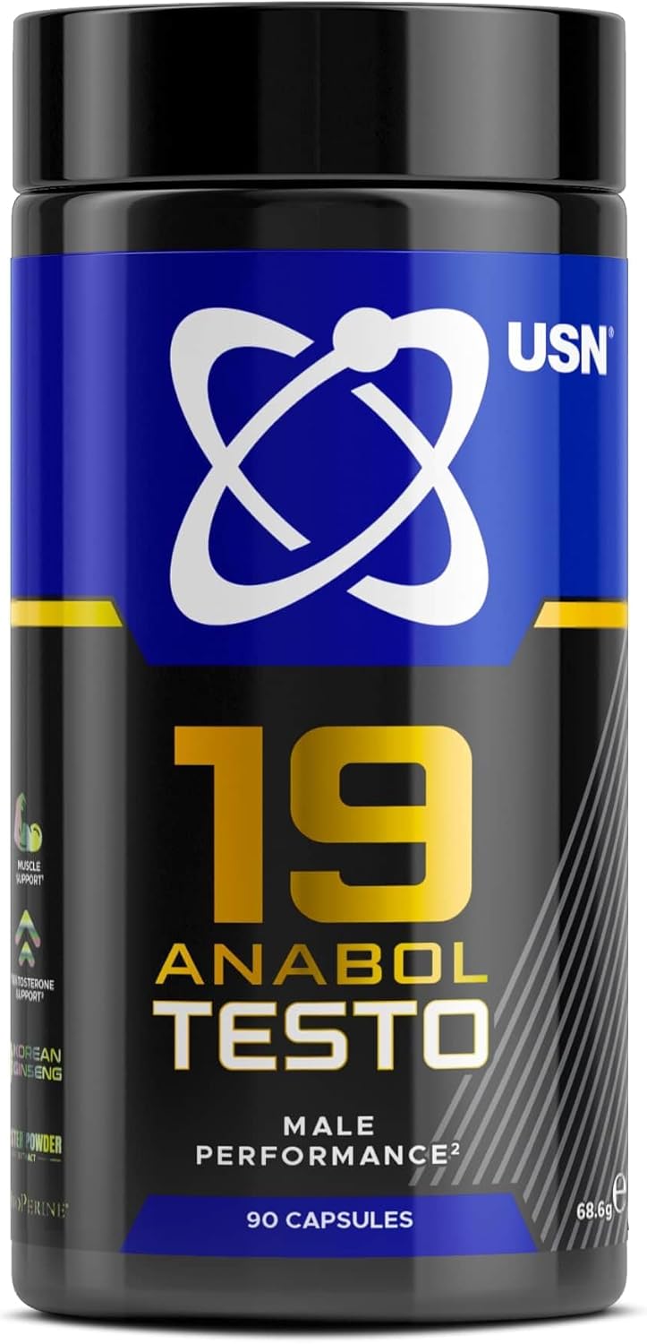Usn 19 Anabol Testosterone Support For Men – 90 Capsules – 3000Mg Korean Ginseng, 1800Mg D-Aspartic Acid, 600Mg Tribulus Terrestris – Natural Testosterone Supplement For Energy, Muscle & Vitality