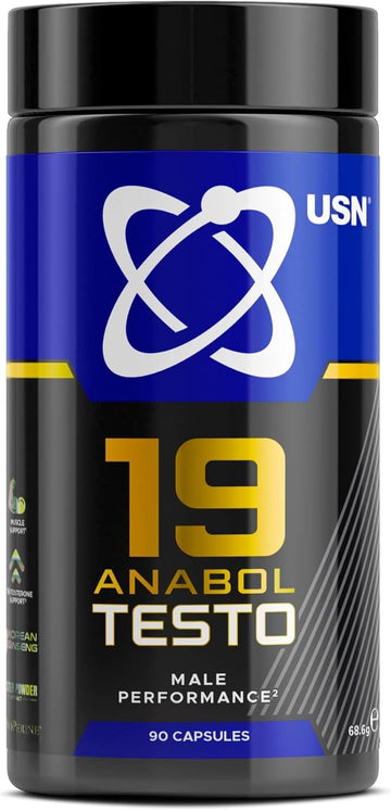 Usn 19 Anabol Testosterone Support For Men – 90 Capsules – 3000Mg Korean Ginseng, 1800Mg D-Aspartic Acid, 600Mg Tribulus Terrestris – Natural Testosterone Supplement For Energy, Muscle & Vitality
