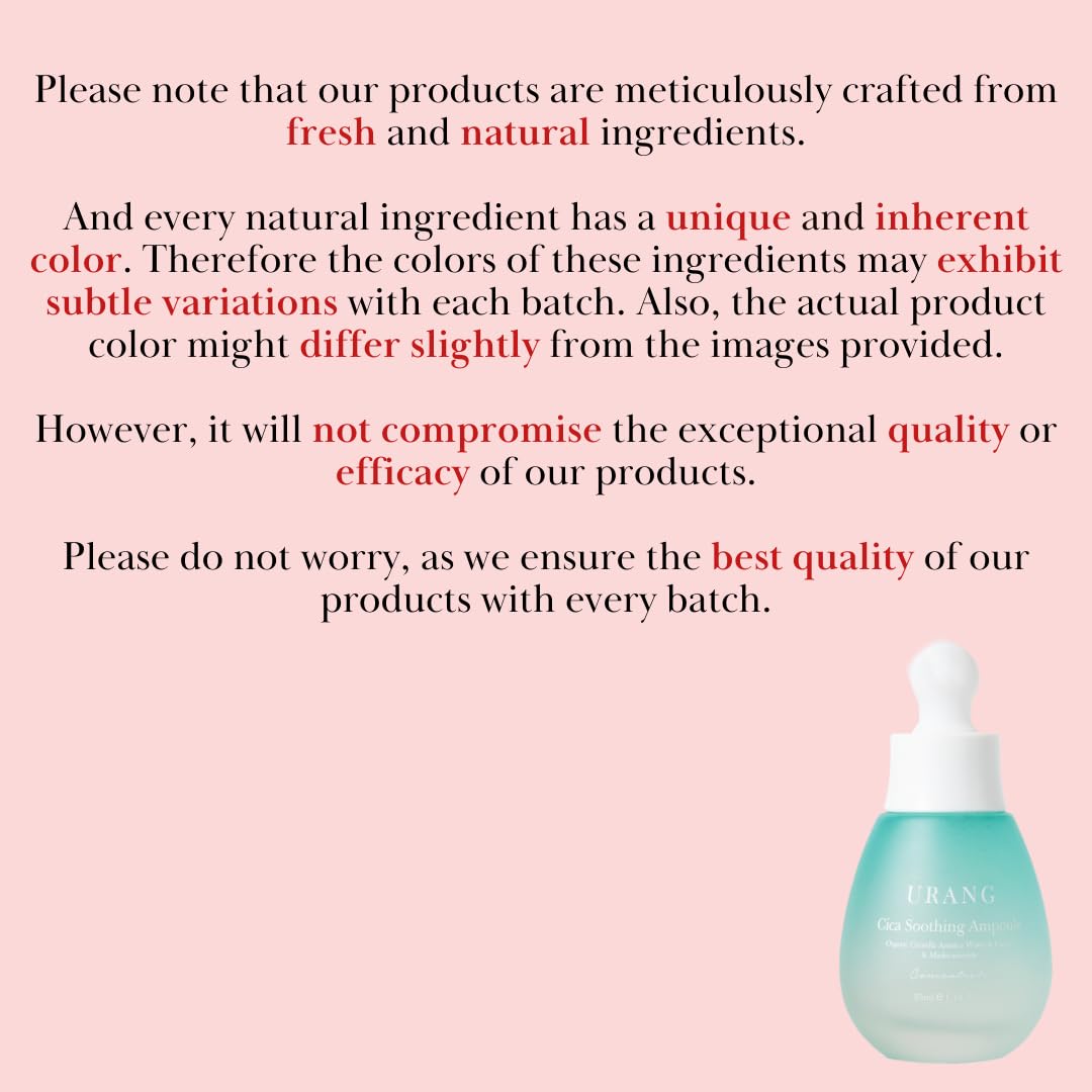 Urang Cica Soothing Ampoule | Cosmos Organic Certified | Vegan Soothing, Calming & Moisturizing Skin Care| For Acne & Redness Treatment | Reddish, Irritated & Sensitive |1.18 Fl Oz : Beauty & Personal Care