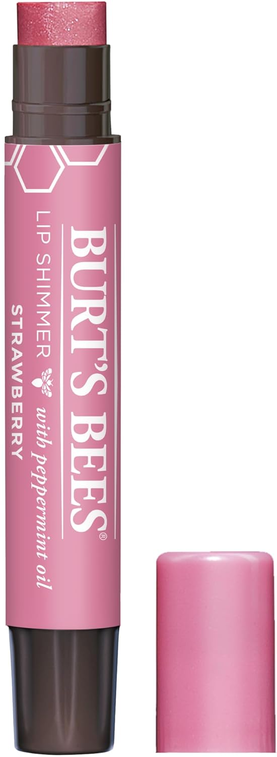Burt'S Bees 100% Natural Origin Moisturising Lip Shimmer, Strawberry, 1 Tube, 1 Count (Pack Of 1)