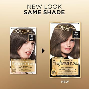 L'Oreal Paris Superior Preference Luminous Fade-Defying Permanent Hair Color, Hair Dye For Up To 9 Weeks Of Radiance, Light Ash Brown 6A, 1 Hair Dye Kit