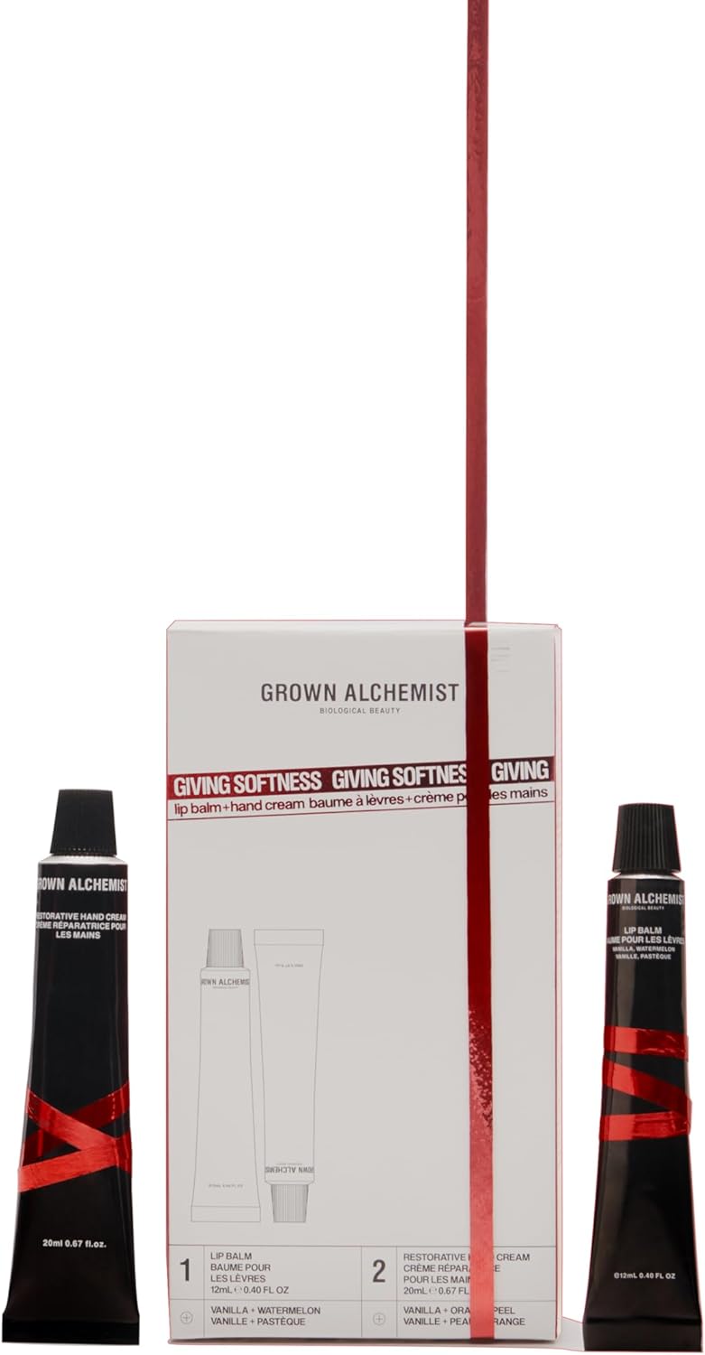 Grown Alchemist Giving Softness, Limited Edition Gift Set & Value Pack - 12Ml Moisturising Lip Balm, 20Ml Restorative Hand Cream