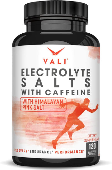 Vali Electrolyte Salts Plus 40Mg Caffeine. Rapid Oral Rehydration Replacement Pills. Hydration Nutrition Powder Supplement, Energy, Recovery & Relief Fast. Fluid Health Essentials. 120 Veggie Capsules