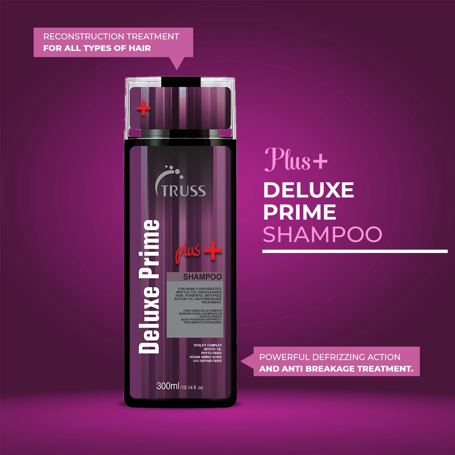 TRUSS Deluxe Prime Plus + Hair Shampoo - Anti Frizz & Dry Hair Treatment - Hydrate, Restore and Repair Damaged Hair - Strengthens & Increases Natural Shine (10.4oz) : Beauty & Personal Care