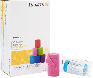 Mckesson Cohesive Bandage, Non-Sterile, Self-Adherent Closure, Multi-Color, 4 In X 5 Yds, 1 Count, 18 Packs, 18 Total