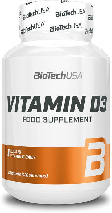 Biotechusa Vitamin D3 Tablets | 2000 Iu | For Strong Bones, Immunity & Muscle Function | Easy-To-Take Supplement | 120 Tablets