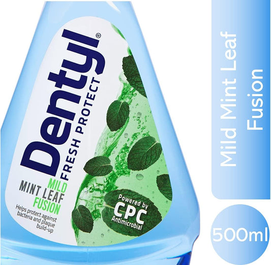 Dentyl Fresh Protect Cpc Mouthwash, Alcohol Free Oral Rinse For Adults & Kids 6 Years+, Mild Mint Leaf, 500 Ml
