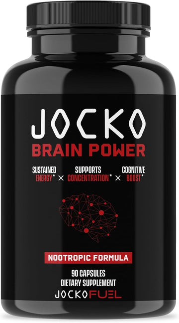 Jocko Fuel Brain Power Brain Supplements For Memory & Focus - Brain Booster Nootropic Energy Supplement, Memory Supplement For Brain - Sustained Energy Brain Supplement With No Crash - For Men & Women