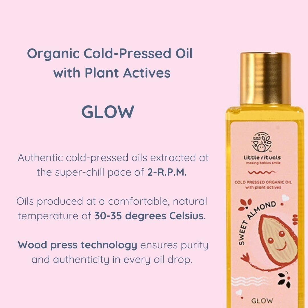 Little Rituals Sweet Almond Baby Massage Oil And Hair Oil, Cold Pressed, Certified Organic, Dermatologist Tested, 100 Ml