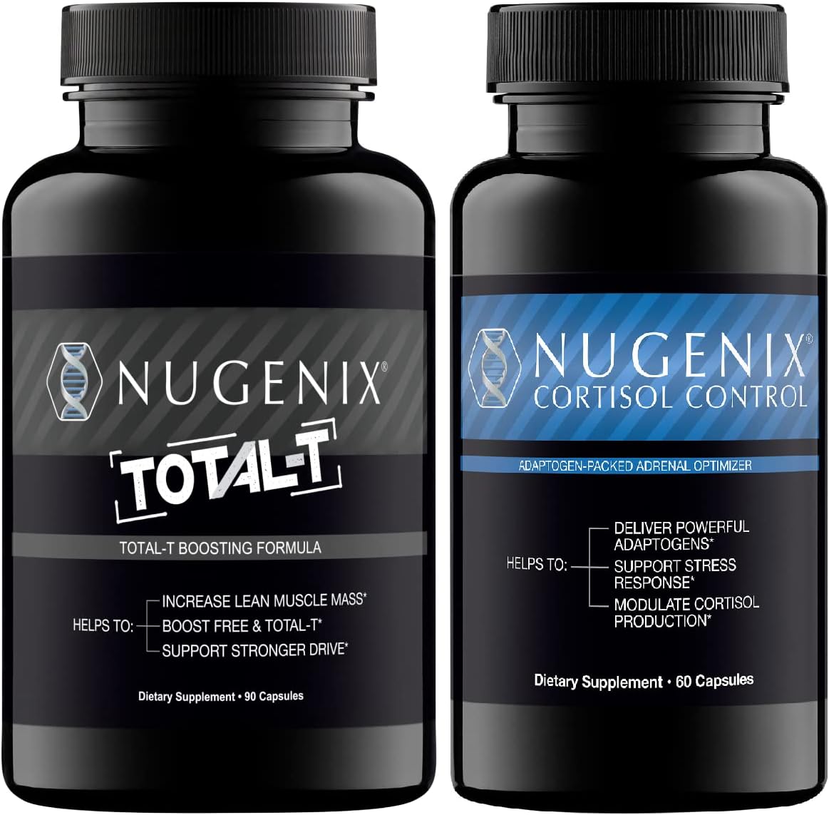 Nugenix Total-T Free and Total Testosterone Booster for Men & Nugenix Cortisol Control Bundle