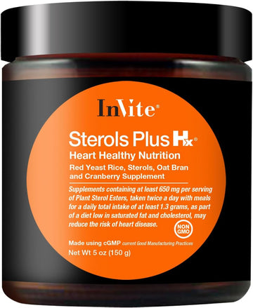 Invite Health Sterols Plus Hx? - Supports Heart Health and Healthy Cholesterol Levels - Contains Red Rice Yeast, Sterols, Oat Bran, Cranberry Extract - 30 Servings