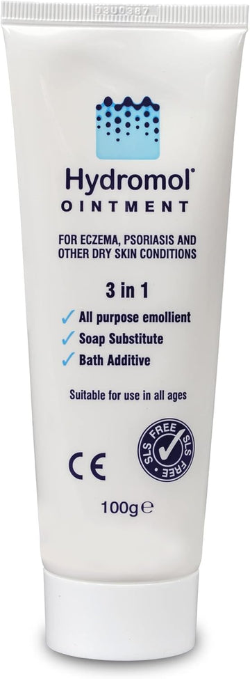 Hydromol Ointment Tube, For The Management Of Dermatitis, Eczema, Psoriasis And Other Dry Skin Conditions, Day And Night Treatment, Suitable For Sensitive Skin, Sls Free, For All Ages, 100 G