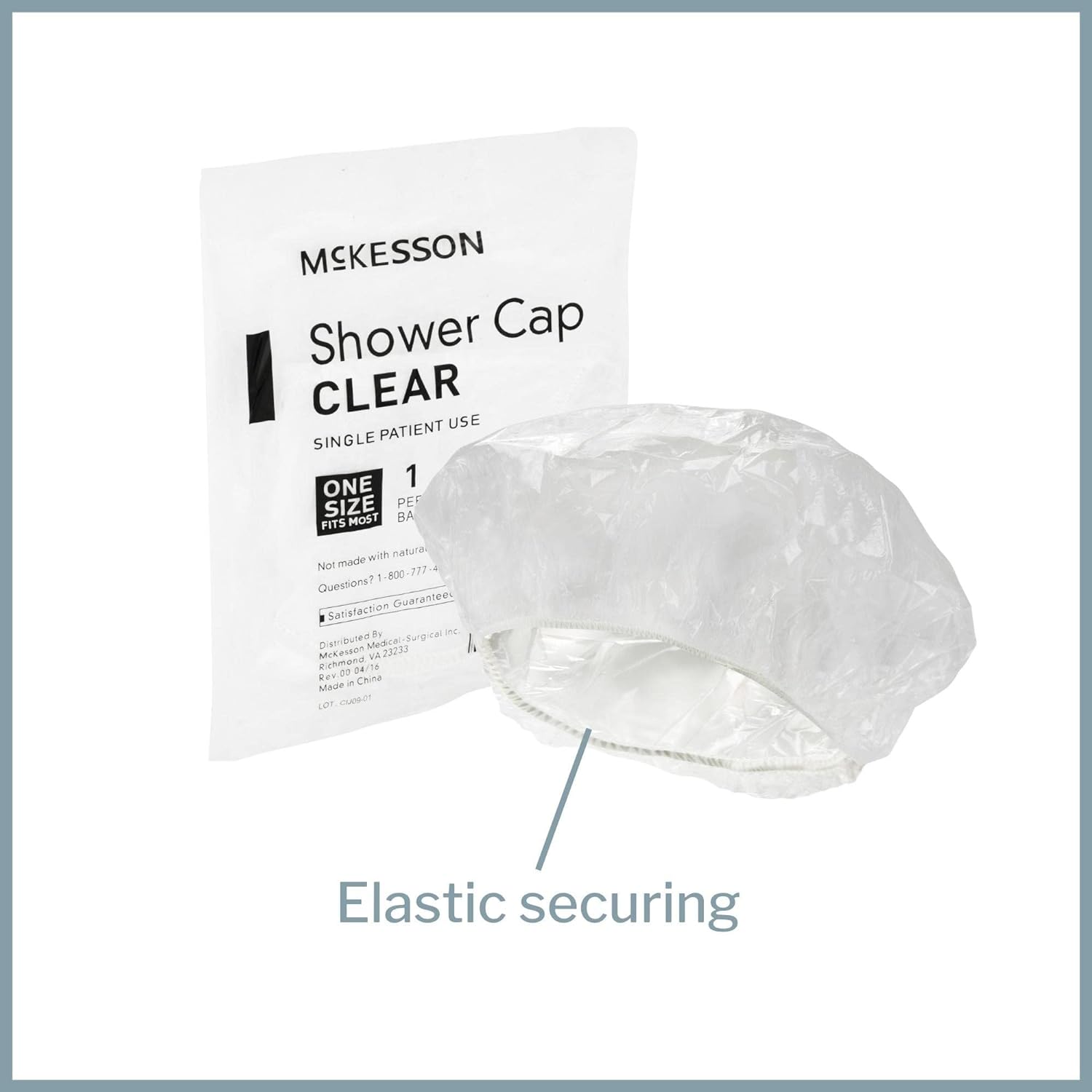 McKesson Shower Cap, Single Patient Use, Clear, One Size Fits Most, 200 Count