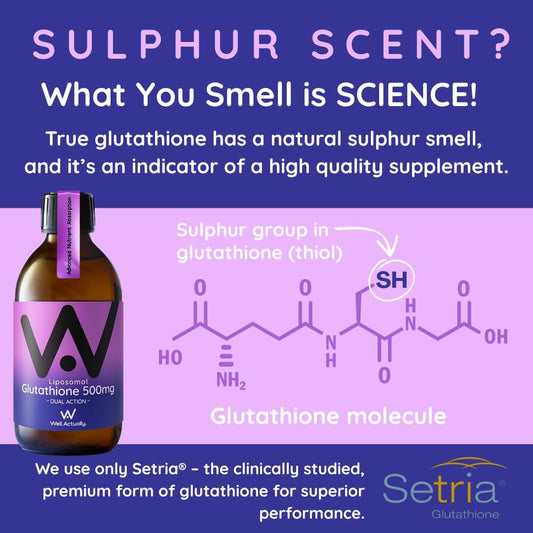 Well Actually Liposomal Glutathione 500Mg (30 Servings - 150Ml) High Bioavailability Setria® Glutathione Supplement With Vitamin B6 & Selenium - Powerful Antioxidant - Vegan, Blueberry Mint Flavour