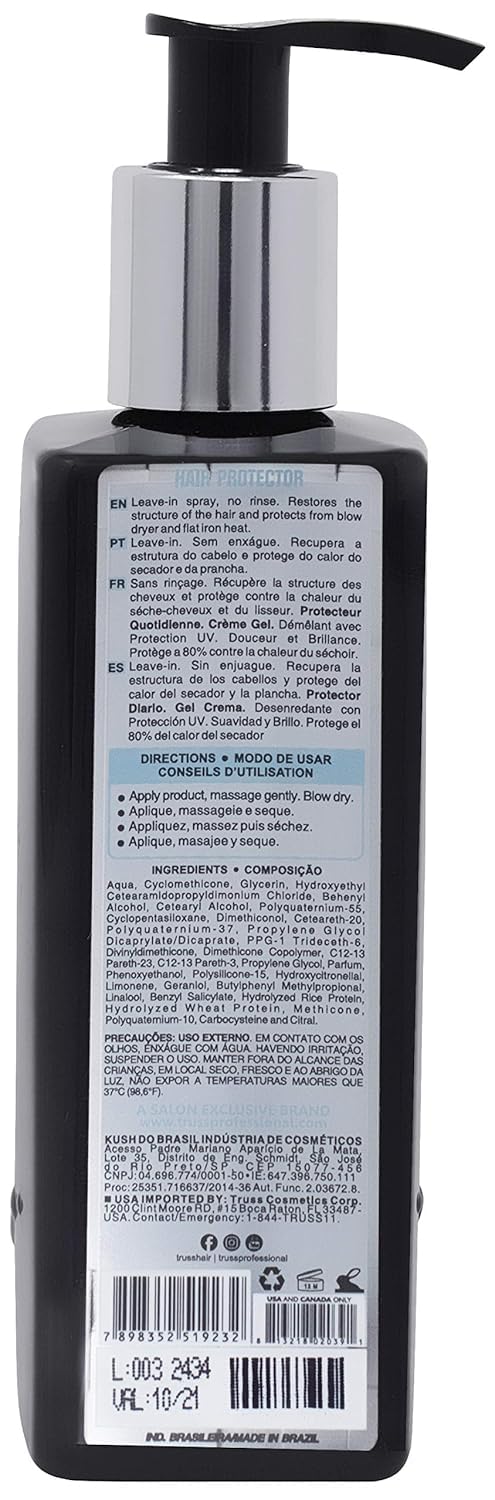 Truss Hair Protector - Powerful Heat Protectant + Blowout Cream - Easy-To-Use Blow Dryer + Detangler Spray With Strong Thermal Protection For Hair - Smoothing Anti Frizz Blow Dry Cream - (240 Ml)