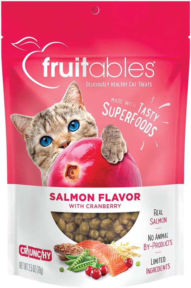 Fruitables Cat Treats – Crunchy Treats For Cats – Healthy Low Calorie Treats Packed With Protein – Free Of Wheat, Corn And Soy – Made With Real Salmon With Cranberry – 2.5 Ounces