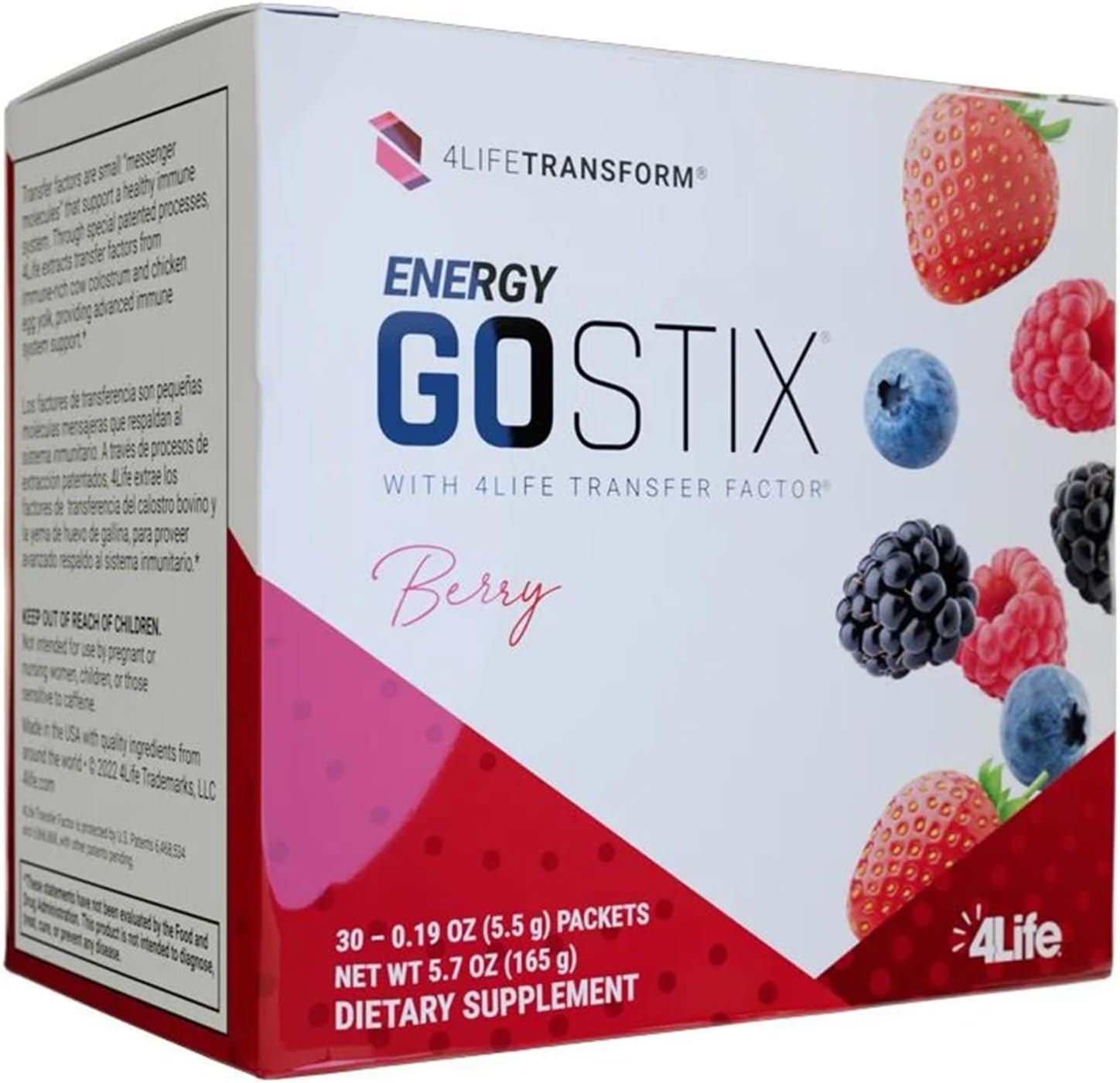 4Life Energy Go Stix - Healthy Energy Source - Berry Drink Mix - Contains Natural Caffeine from Guarana, Maca, Yerba Mate, and Green Tea Leaf Extract - 30 Packets