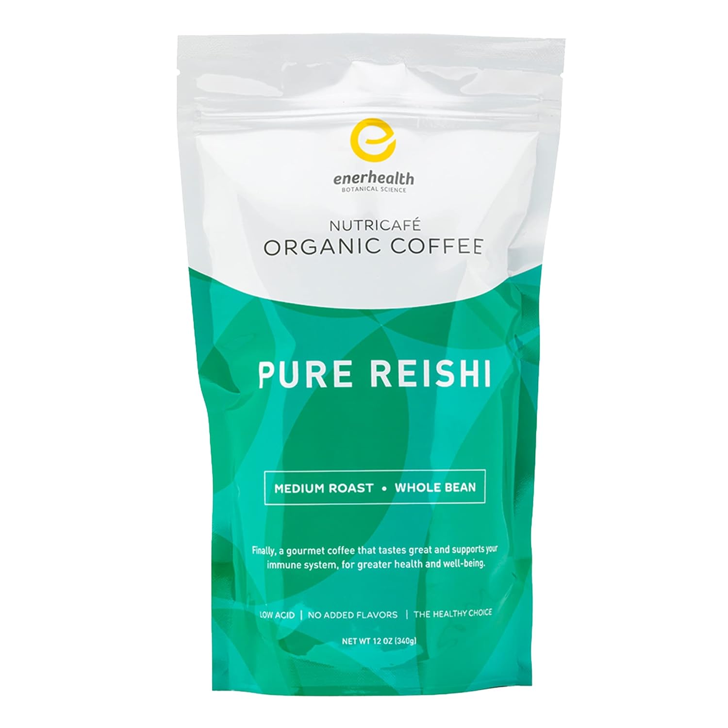 Enerhealth Botanicals Nutricafé Pure Reishi – Fairly Traded, Low Acid, Medium Roast Whole Arabica Bean Coffee, Infused With Organic Mushroom Extracts To Boost Immunity & Fight Fatigue – 12 Oz
